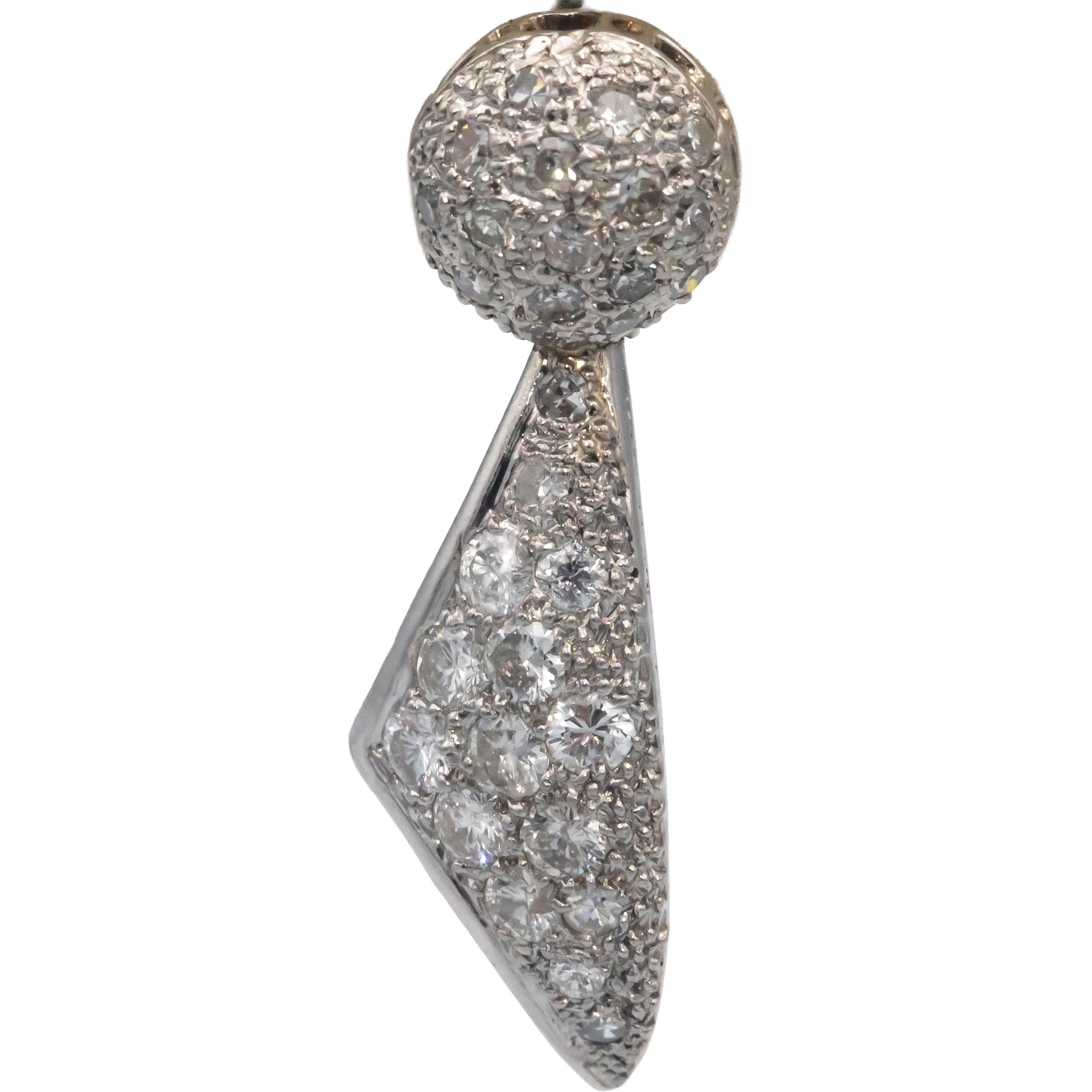Platinum Round Diamond Cluster Drop Stud Earrings 1.0CT