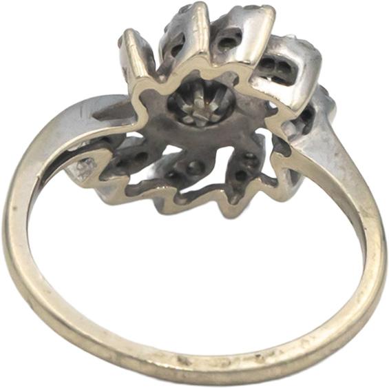 Vintage Antique 14k White Gold Round Diamond Spiral Ring 0.50CT Size 6