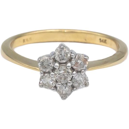 14k White and Yellow Gold 0.40CT Round Cut Diamond Flower Ring Size 7