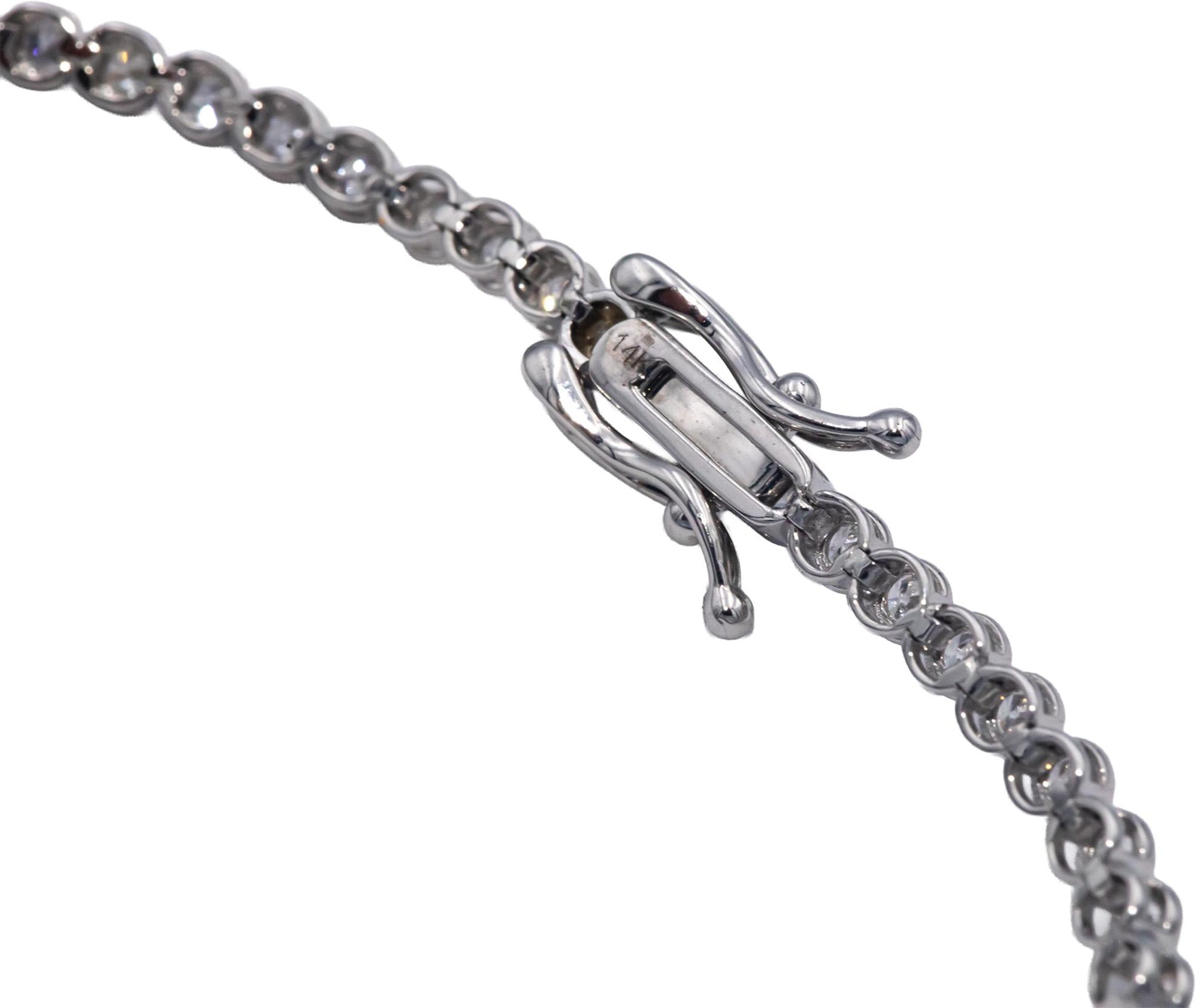 14k White Gold 1.70CT VS Round Bezel Set Diamond Tennis Bracelet