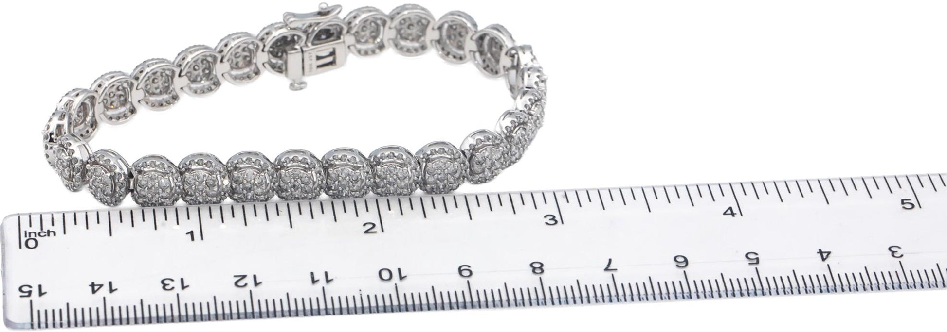 10k White Gold Jewelry 5.0CT Round Cut Diamond Cluster Fancy Link Bracelet