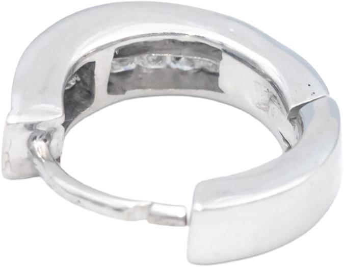 14k White Gold 1.0CT Princess Cut Diamond Hoop Huggie Earrings