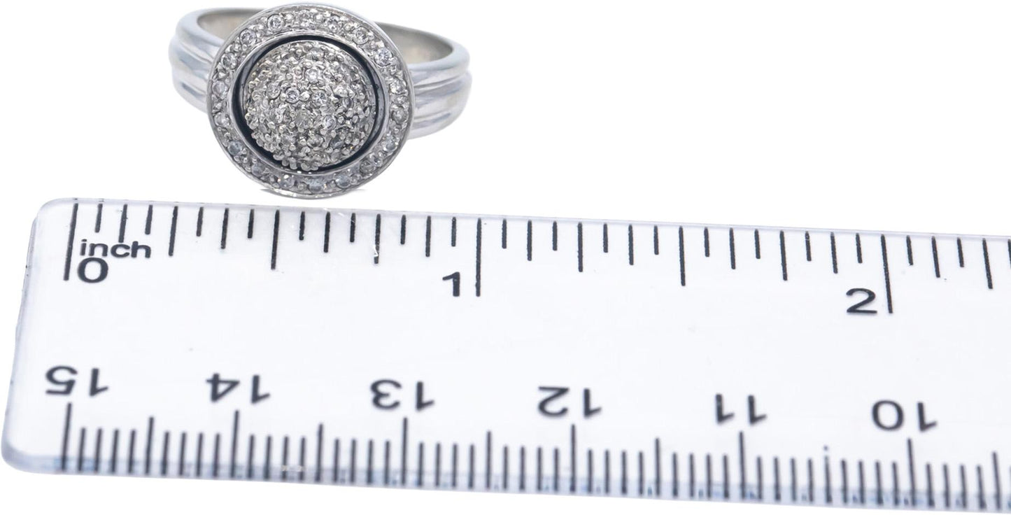 14k White Gold 0.25CT Round Cut Diamond Cluster Spinner Ring Size 5.25