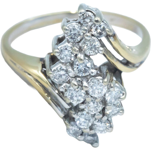 14k Yellow Gold VS Round Cut Diamond Cluster Cocktail Ring 0.75CT Size 8