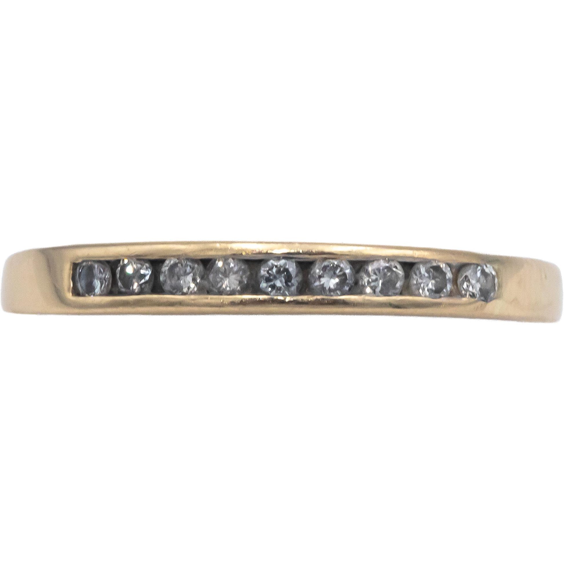 14k Yellow Gold 0.18CT Round Cut Diamond Band Ring Size 8