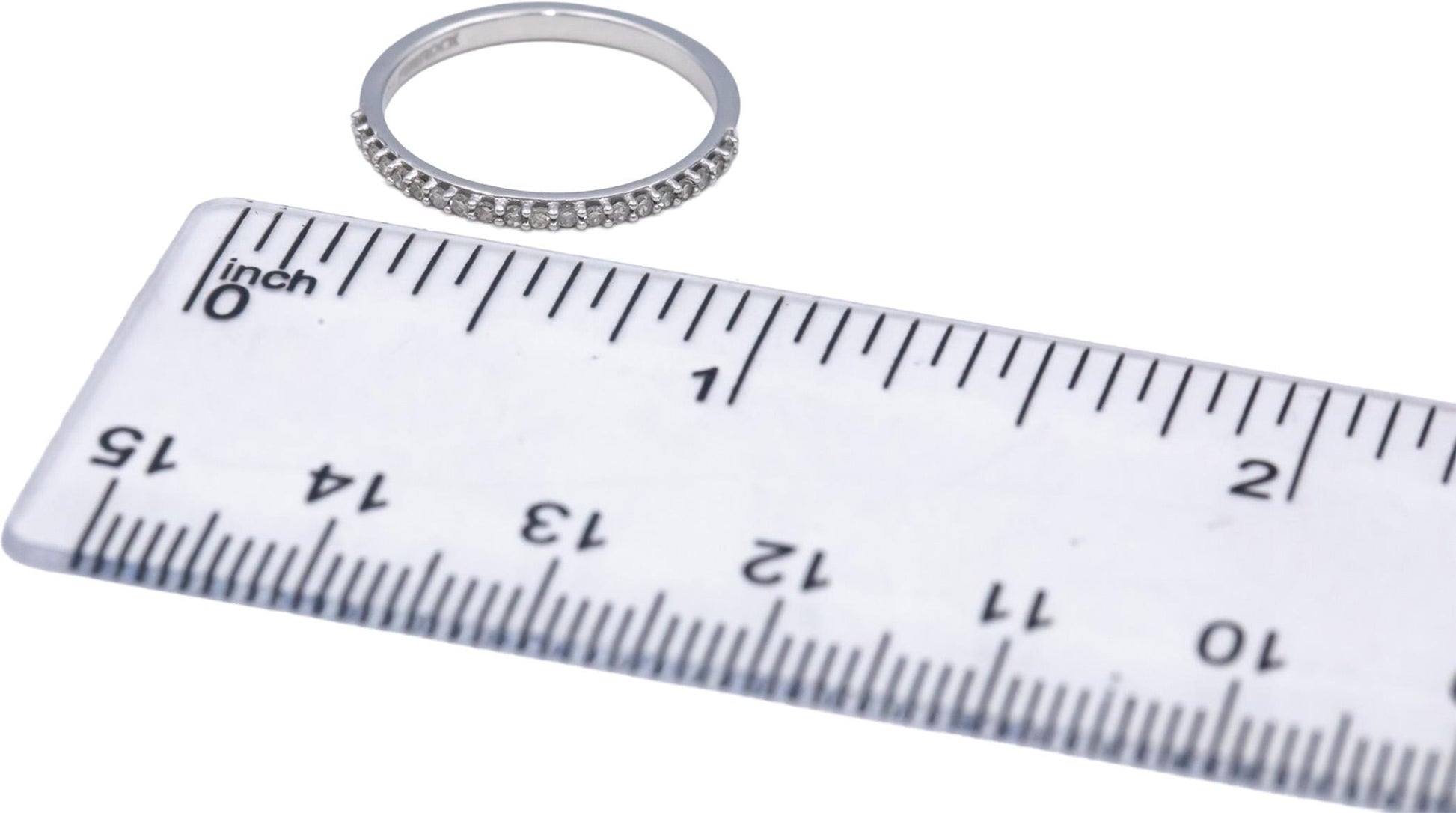 10k White Gold 0.10CT Round Cut Diamond Wedding Band Stacking Ring Size 5