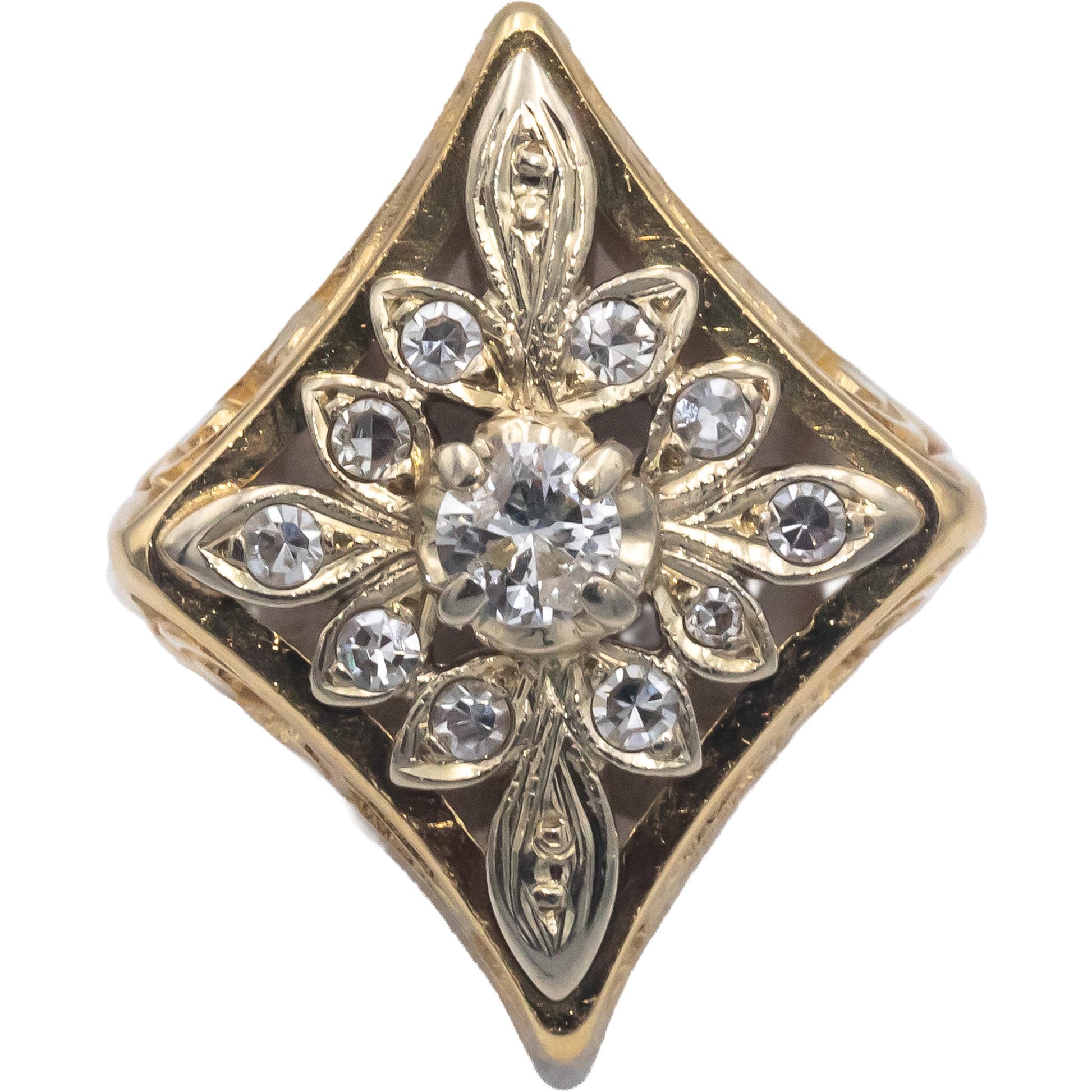 Antique Vintage 14k Yellow Gold 0.45CT Diamond Ring w/ 0.25CT Center Size 6