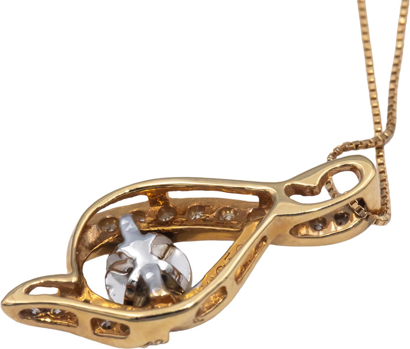 14k Yellow Gold Jewelry 0.37CT Round Cut Diamond Pendant Necklace