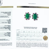 CGL Cert. 14k White Gold Jade Ruby Diamond Clip On Earrings 8.30CT $19300 Retail