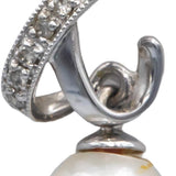 14k White Gold Diamond and Pearl Drop Dangle Earrings 0.15CT