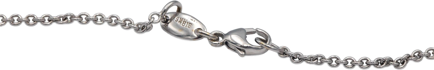 BIRKS 18k White Gold 1.46CT Diamond & Ruby Cluster Heart Pendant Chain Necklace