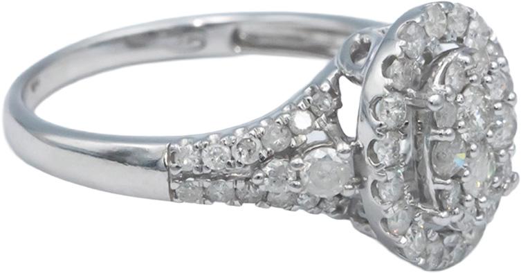 10k White Gold Round Diamond Cluster Cocktail Ring 0.75CT Size 7