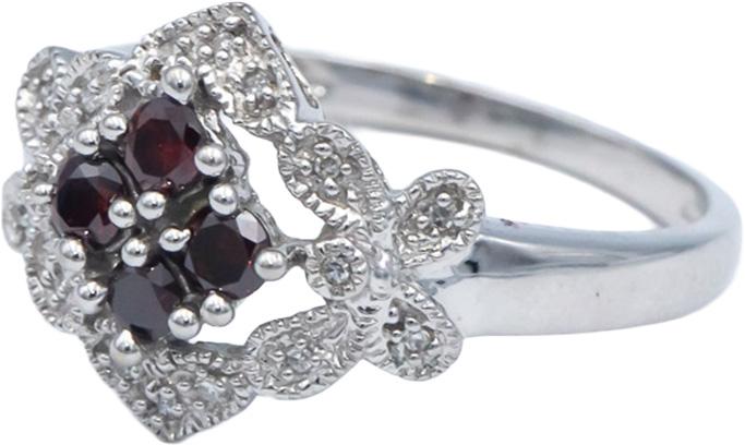 14k White Gold Round Diamond Floral Cocktail Ring 0.50CT Size 10