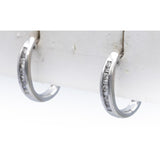 14k White Gold Jewelry Round Channel Set Diamond Hoop Huggie Earrings 0.25CT