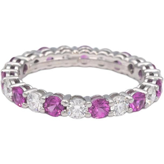 TIFFANY & CO. Platinum VS Diamond Pink Sapphire Eternity Ring 1.88CT Size 7