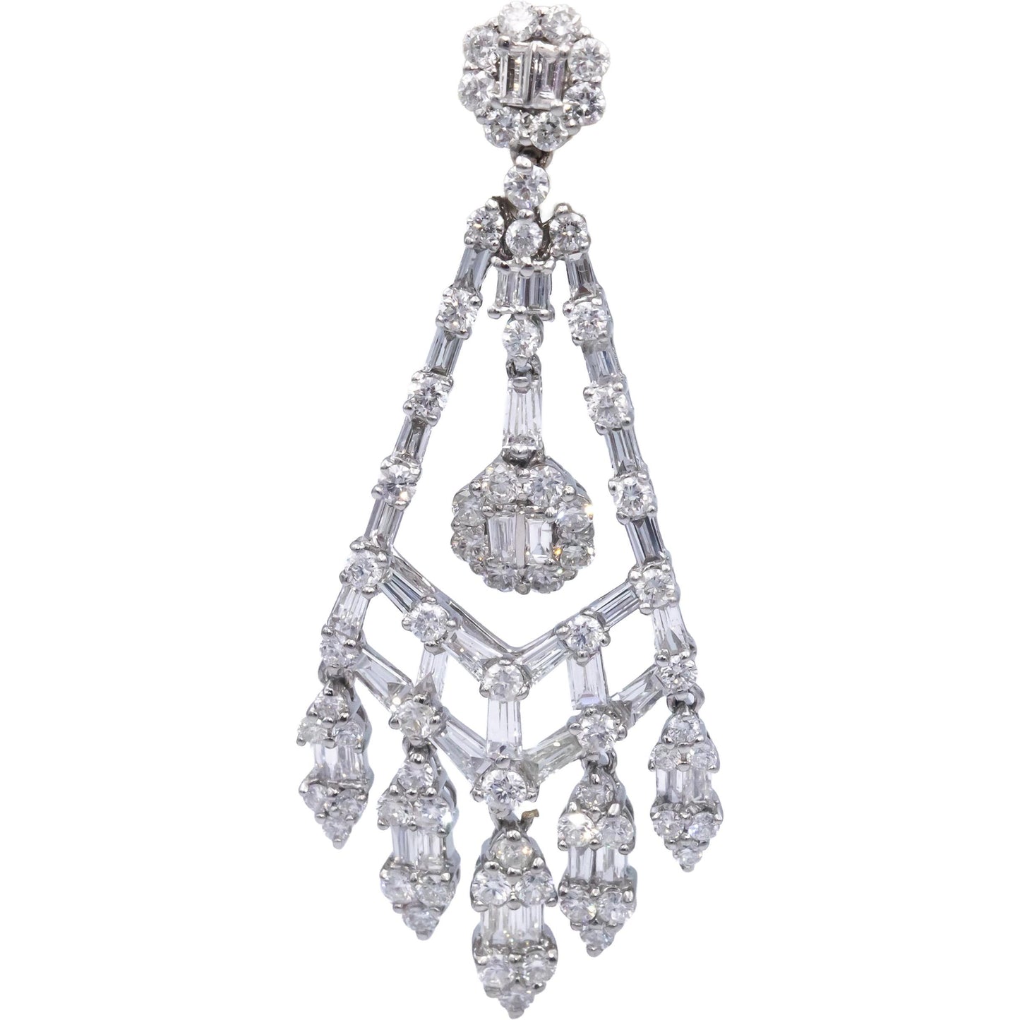 18k & 14k White Gold Estate Jewelry VS Diamond Chandelier Dangle Earrings 4.0CT