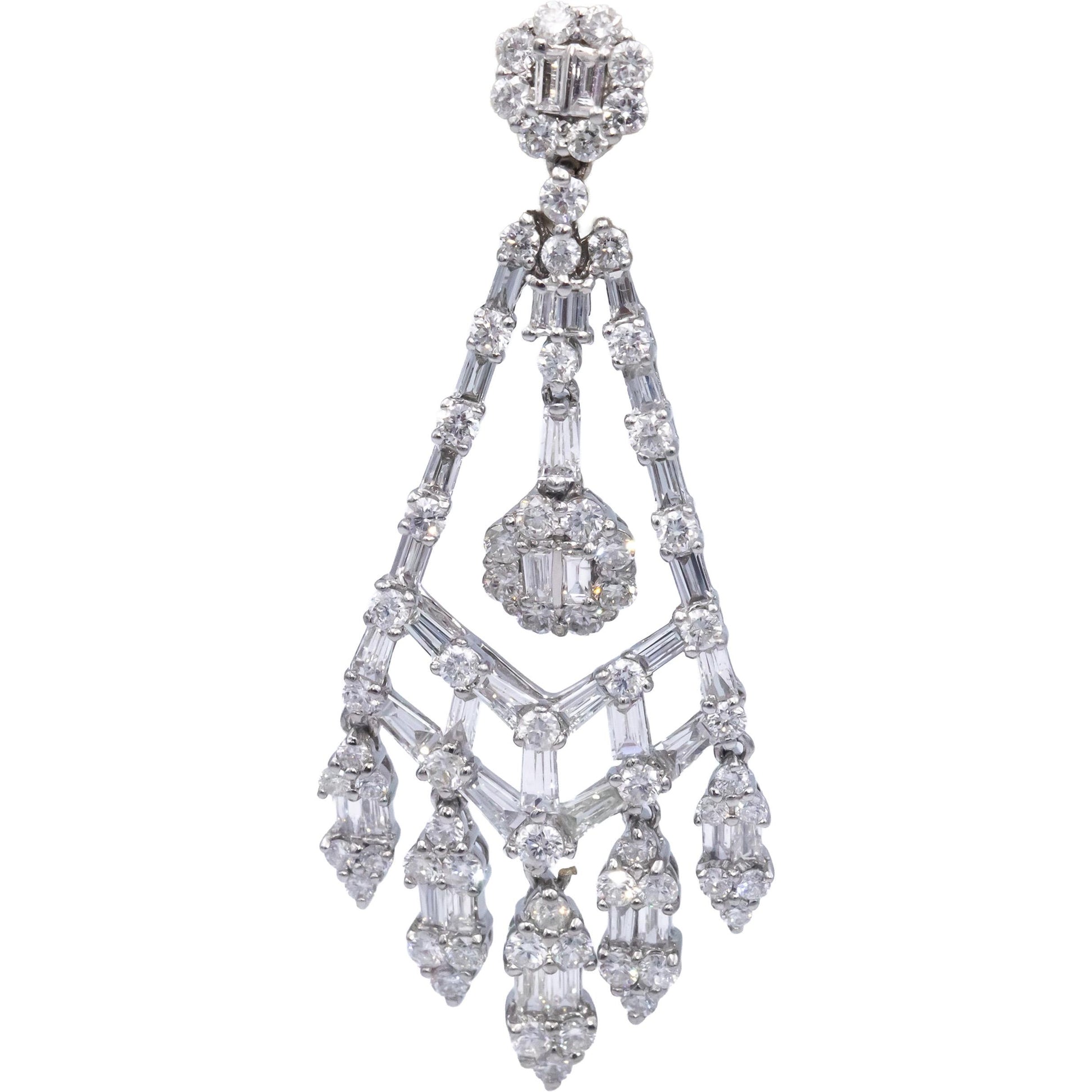 18k & 14k White Gold Estate Jewelry VS Diamond Chandelier Dangle Earrings 4.0CT