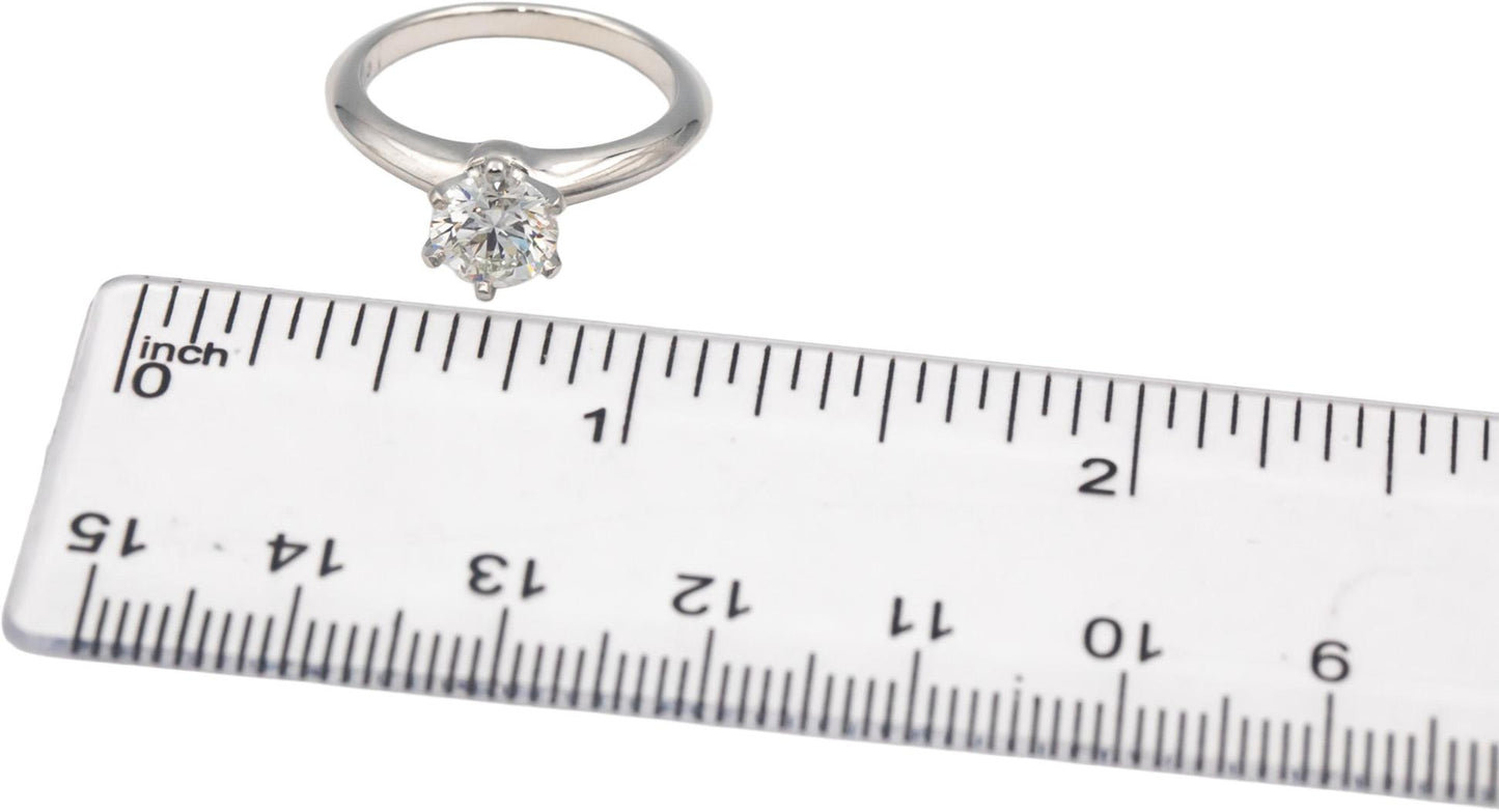 GIA Certified TIFFANY & CO. Platinum H/VS1 Round Diamond Engagement Ring 1.03CT