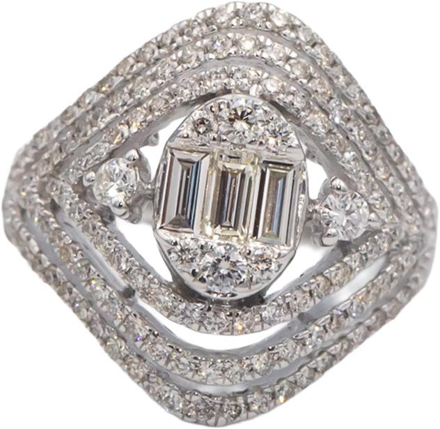 18k White Gold Jewelry 1.37CT VS Diamond Cluster Cocktail Ring Size 7