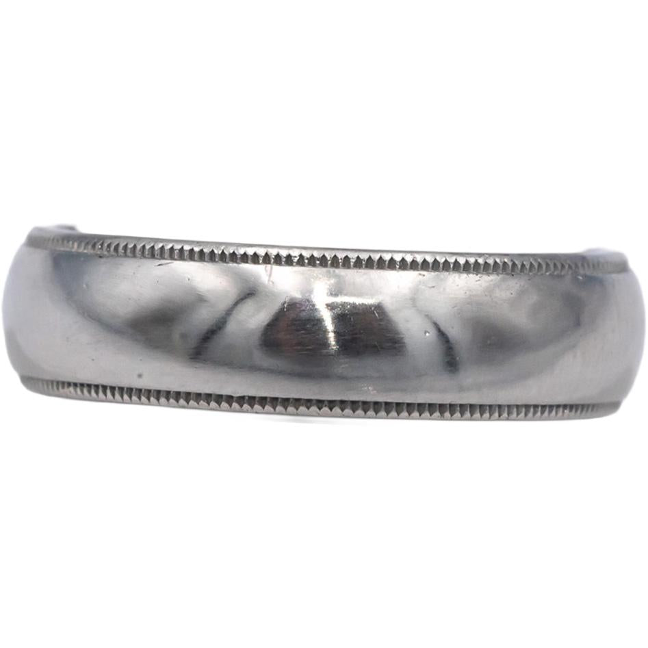 TIFFANY & CO. Platinum Jewelry Double Milgrain Band Ring Size 9.5