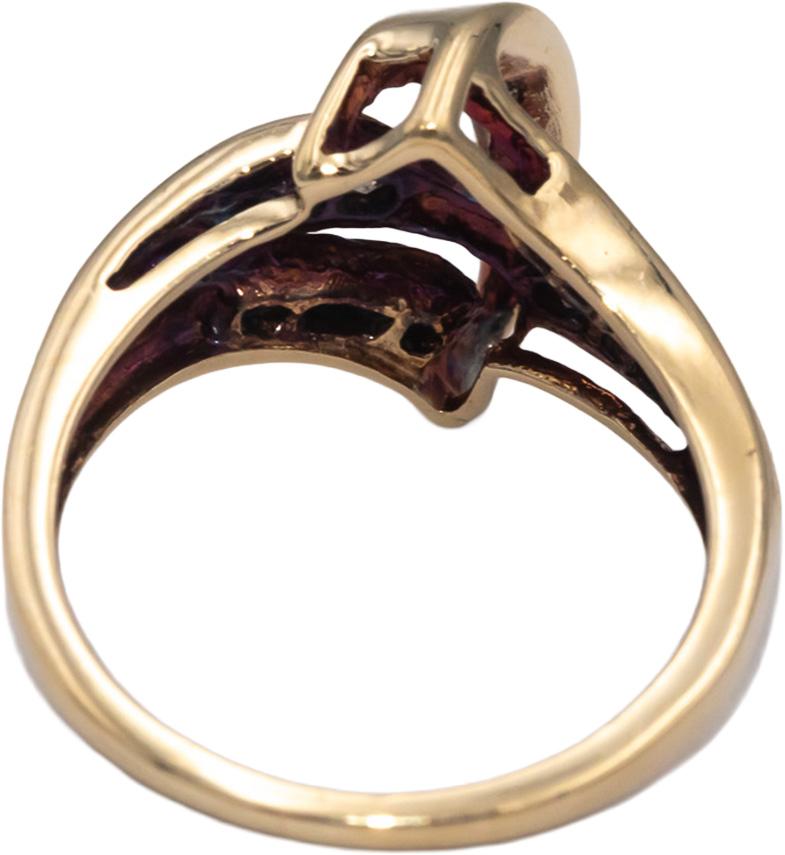 Diamond Round Cut 10k Yellow Gold Channel Set Crossover Ring 0.20CT Size 5.25