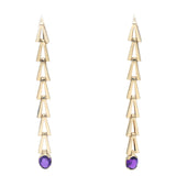 Amethyst Oval Cut 14k Yellow Gold Drop Dangle Earrings 3.0CT