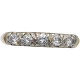 Vintage 14k Yellow Gold Round Cut Diamond Five Stone Band Ring 0.30CT Size 5.5