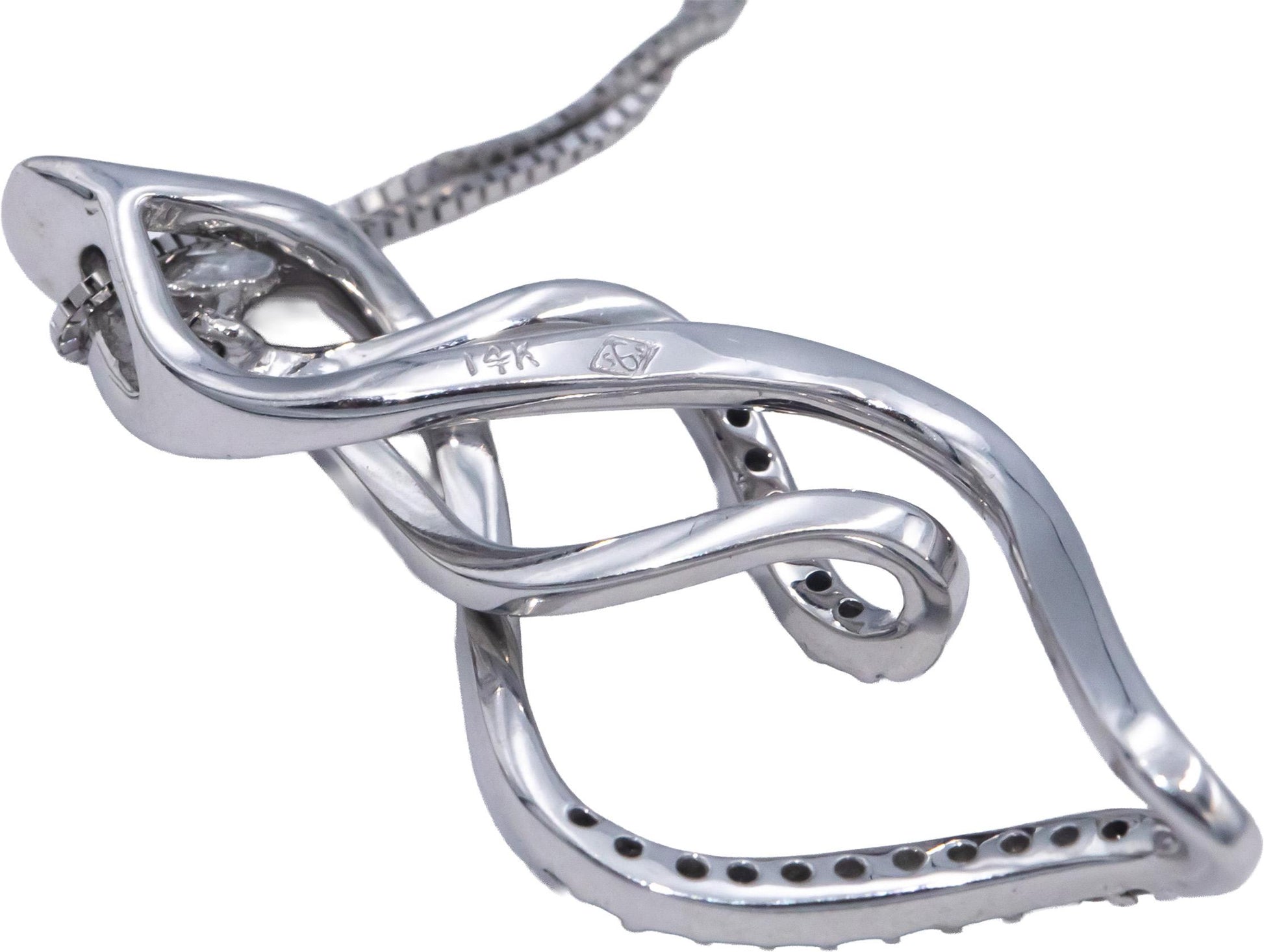 Diamond Round Cut 14k White Gold Abstract Pendant Necklace 0.10CT
