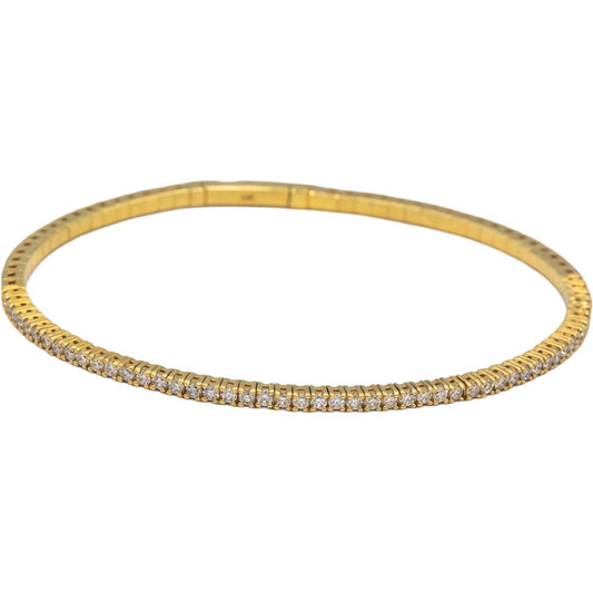 14k Yellow Gold VS Round Diamond Semi-Flexible 1/2 Around Bangle Bracelet 1.0CT