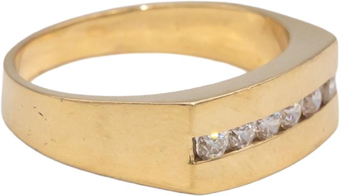 14k Yellow Gold Round Channel Set Diamond Men's Band Ring 0.30CT Size 10
