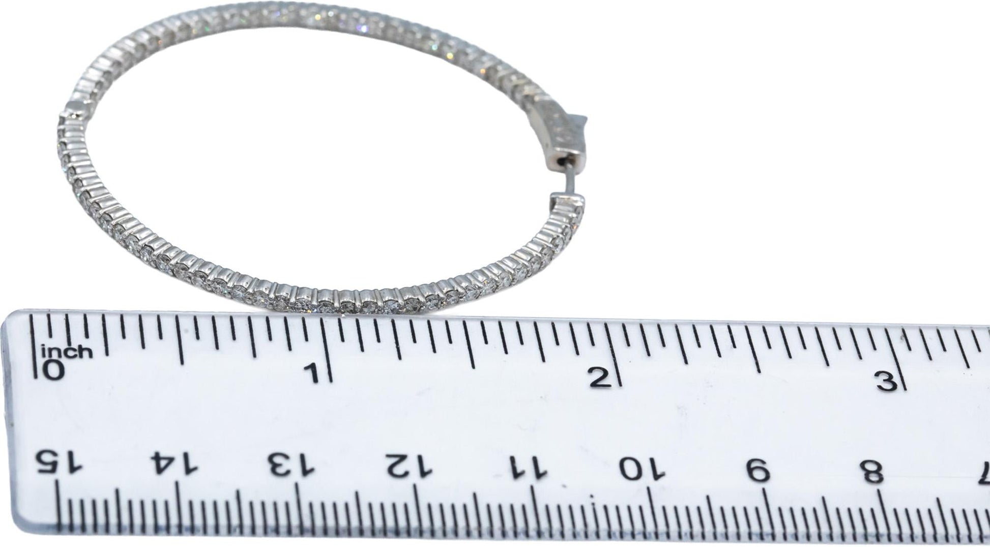 14k White Gold VS Round Diamond Inside Out Circle Hoop Earrings 2.95CT