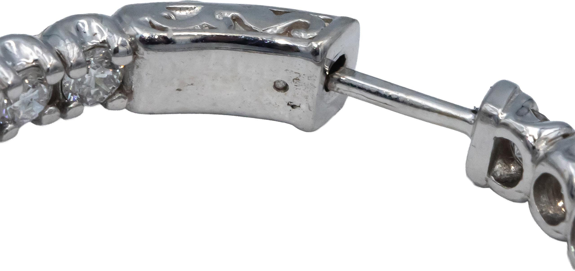 18k White Gold Round Bezel Set Diamond Inside Out Oval Hoop Earrings 5.46CT