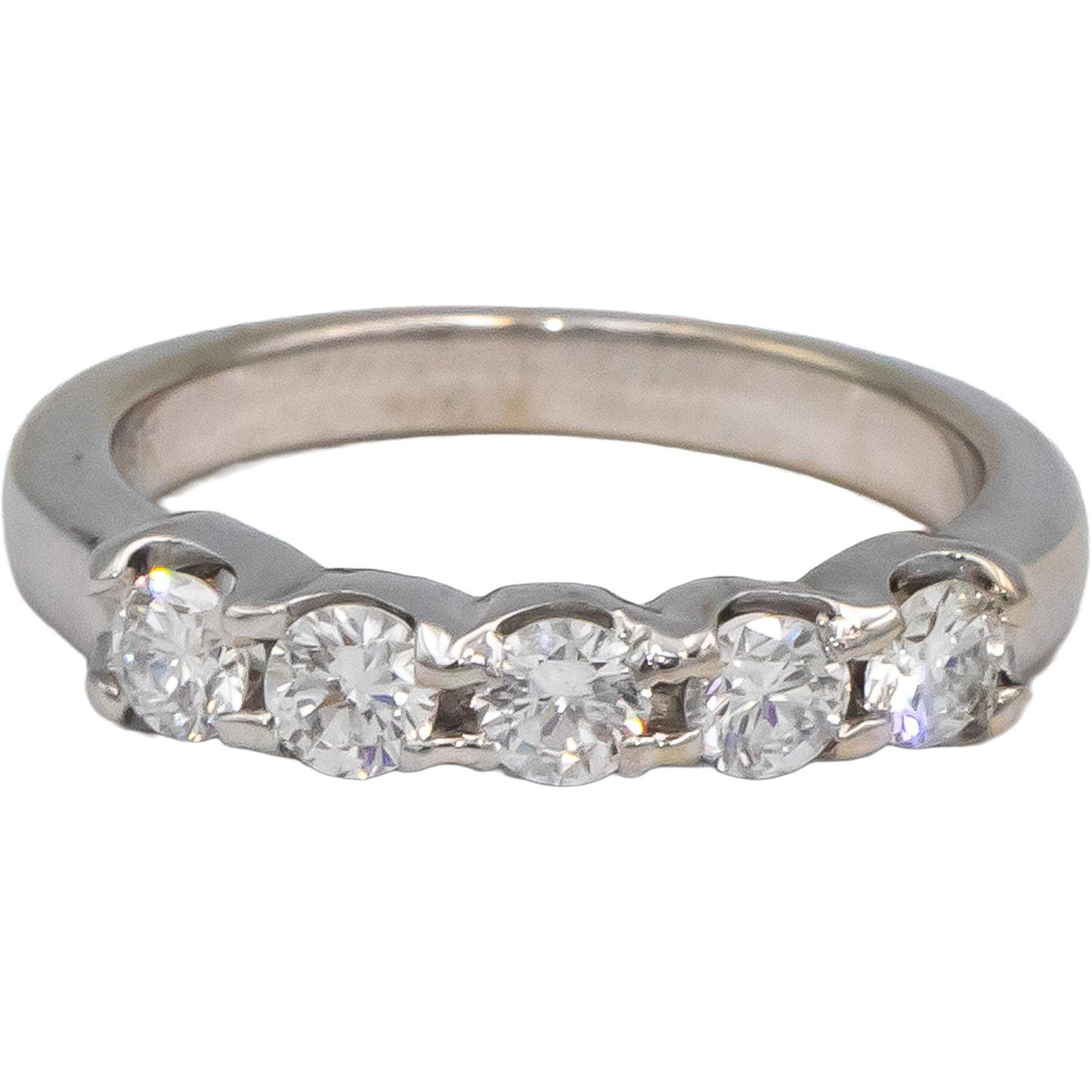 18k White Gold Round Diamond Five Stone Band Ring 1.0CT Size 6.5