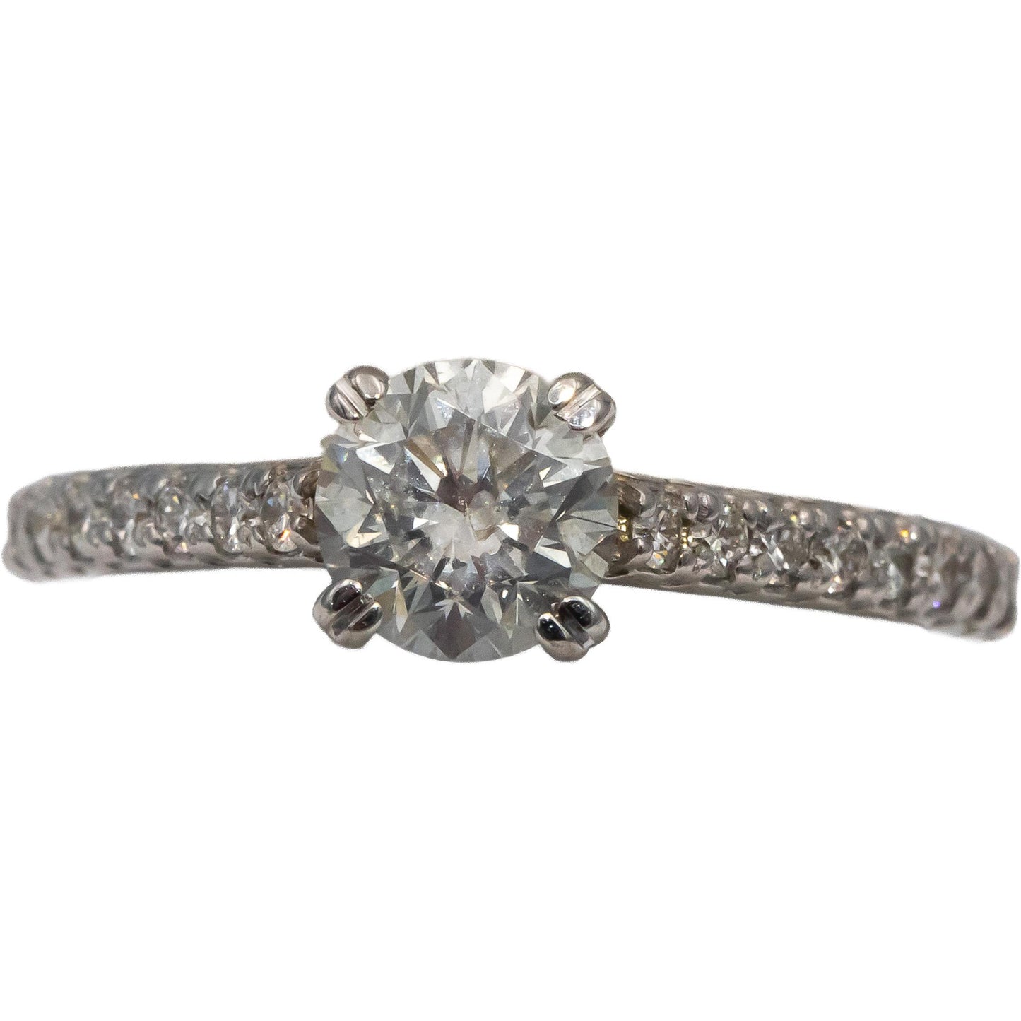 14k White Gold Round Diamond Engagement Ring 1.15CT w/ 0.90CT Center Size 6.25