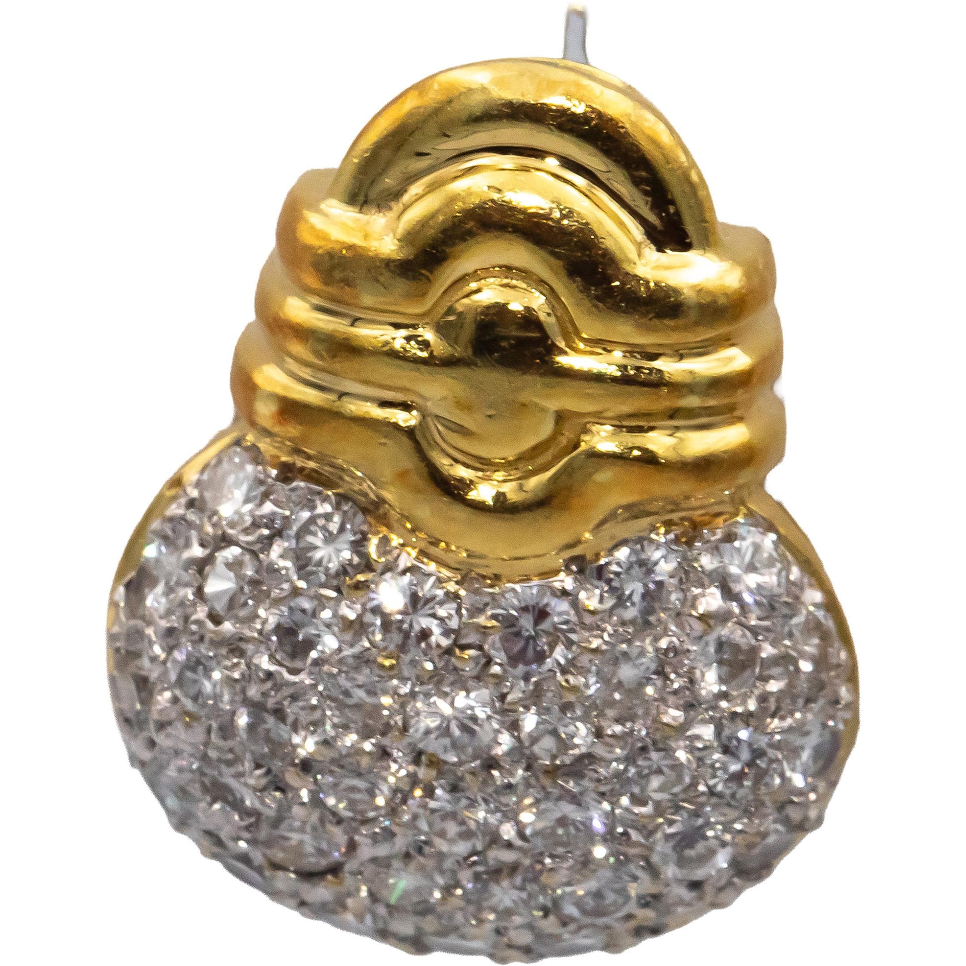 18k Yellow & White Gold VS Round Diamond Cluster Clip-On Earrings 1.35CT