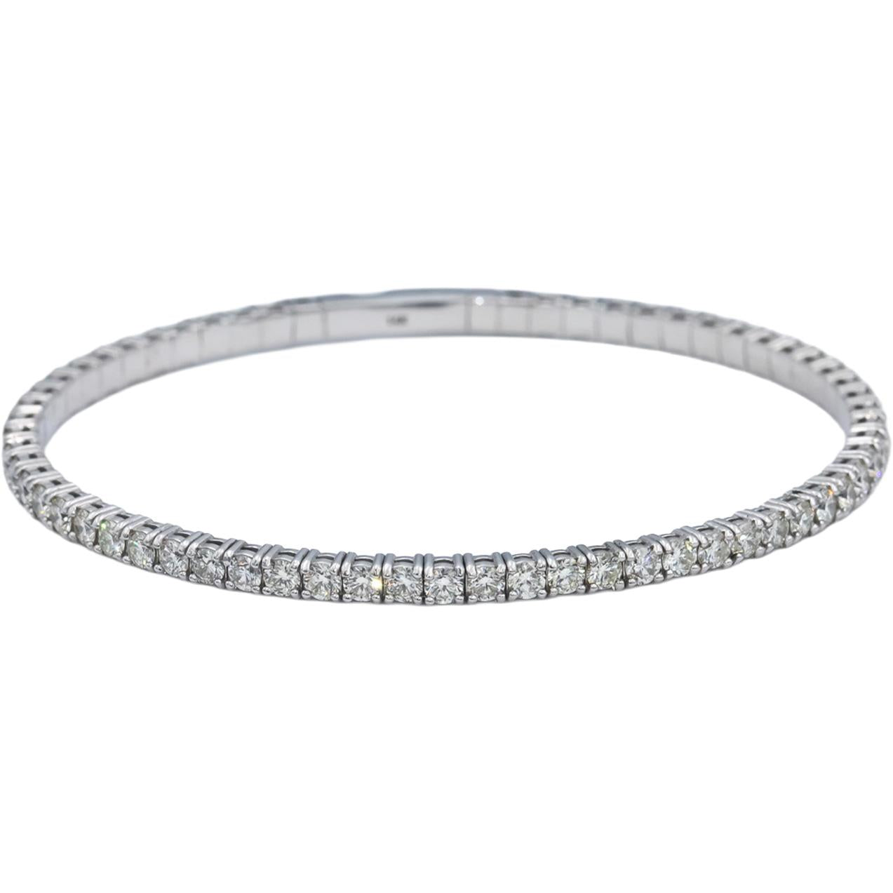 14k White Gold Round Diamond Flexible Bangle Bracelet 4.50CT