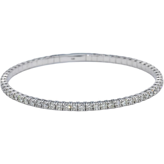 14k White Gold Round Diamond Flexible Bangle Bracelet 4.50CT