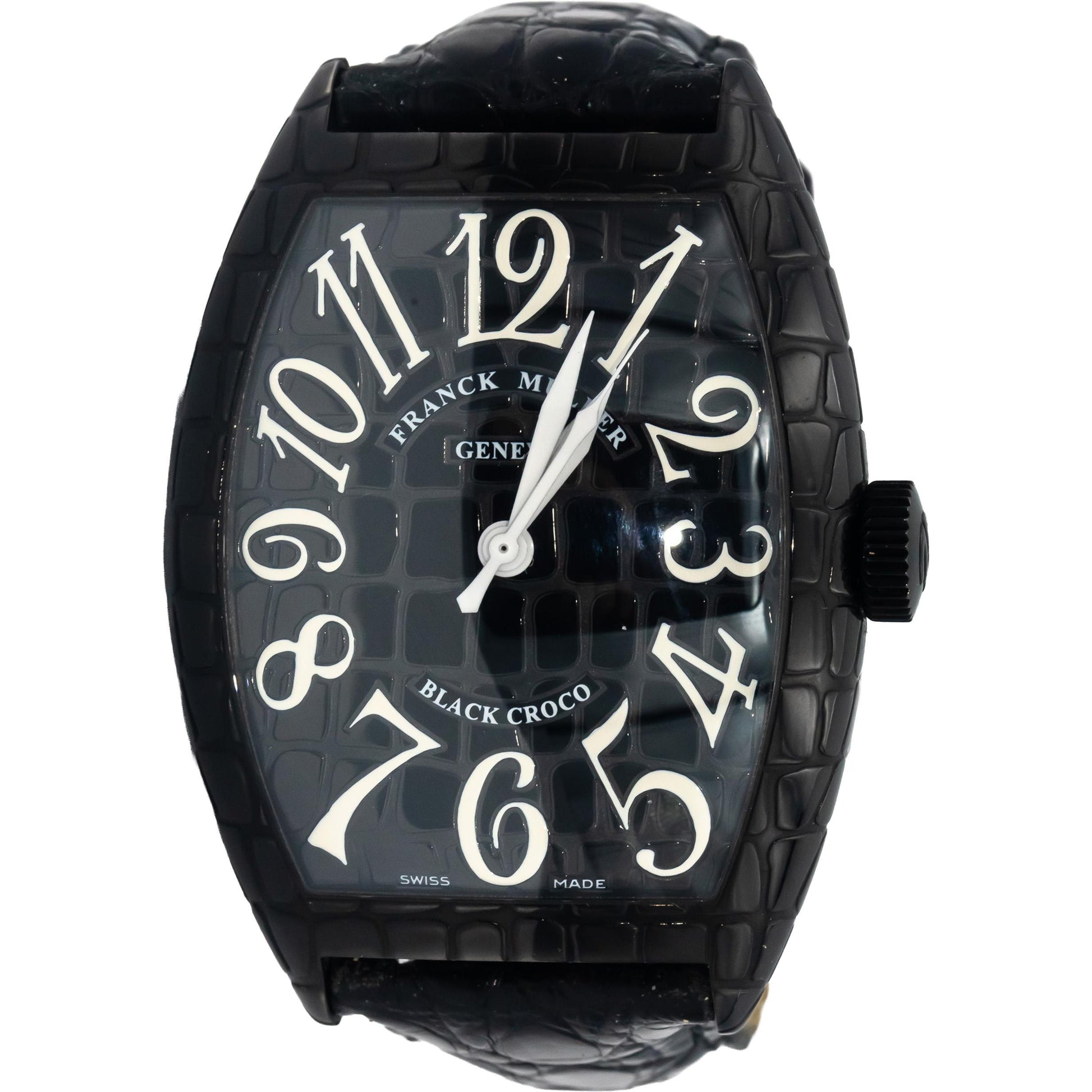 FRANCK MULLER Cintree Curvex "Black Croco" PVD Automatic Watch w/ Box & Papers