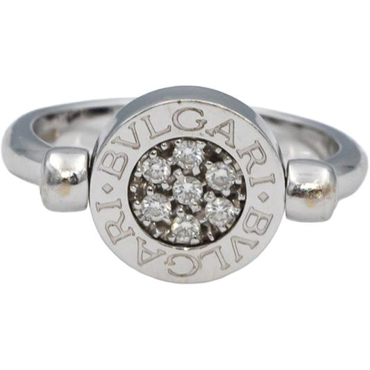 BLVGARI 18k White Gold VS Diamond & Onyx Flip Ring 0.14CT Size 7 Euro 54