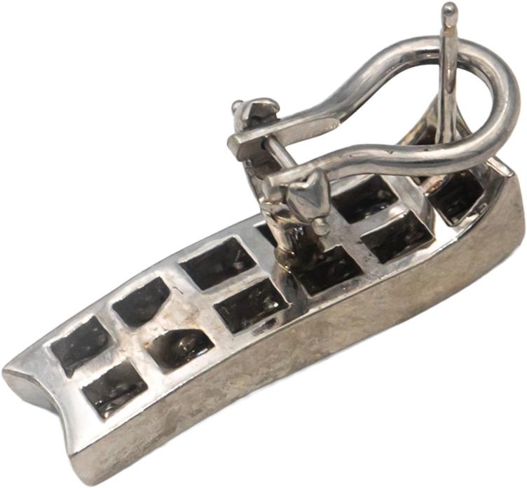 18k White Gold VS Princess Cut Channel Set Diamond Wavy Drop Earrings 3.0CTW