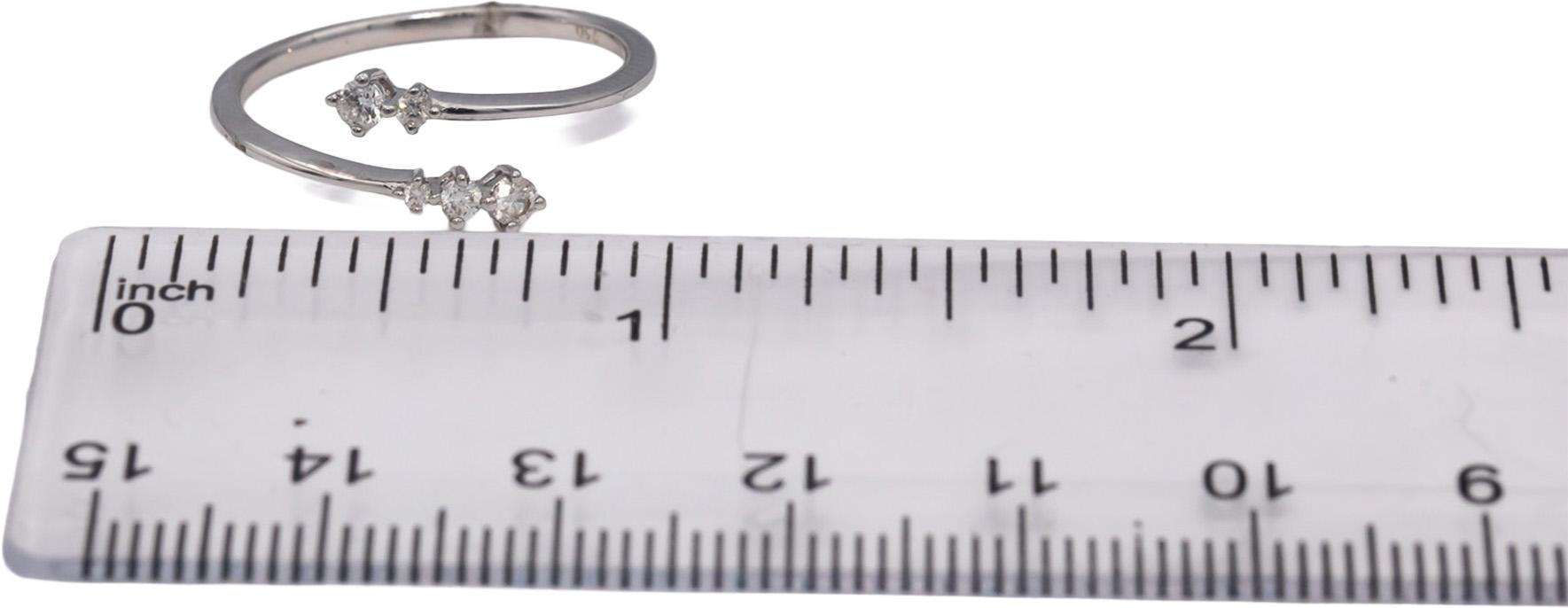 18k White Gold Round Diamond Wrap Around By Pass Ring 0.15CT Size 7.5