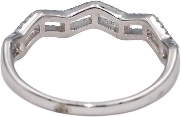 18k White Gold Round Diamond Zig Zag Band Ring 0.15CT Size 7