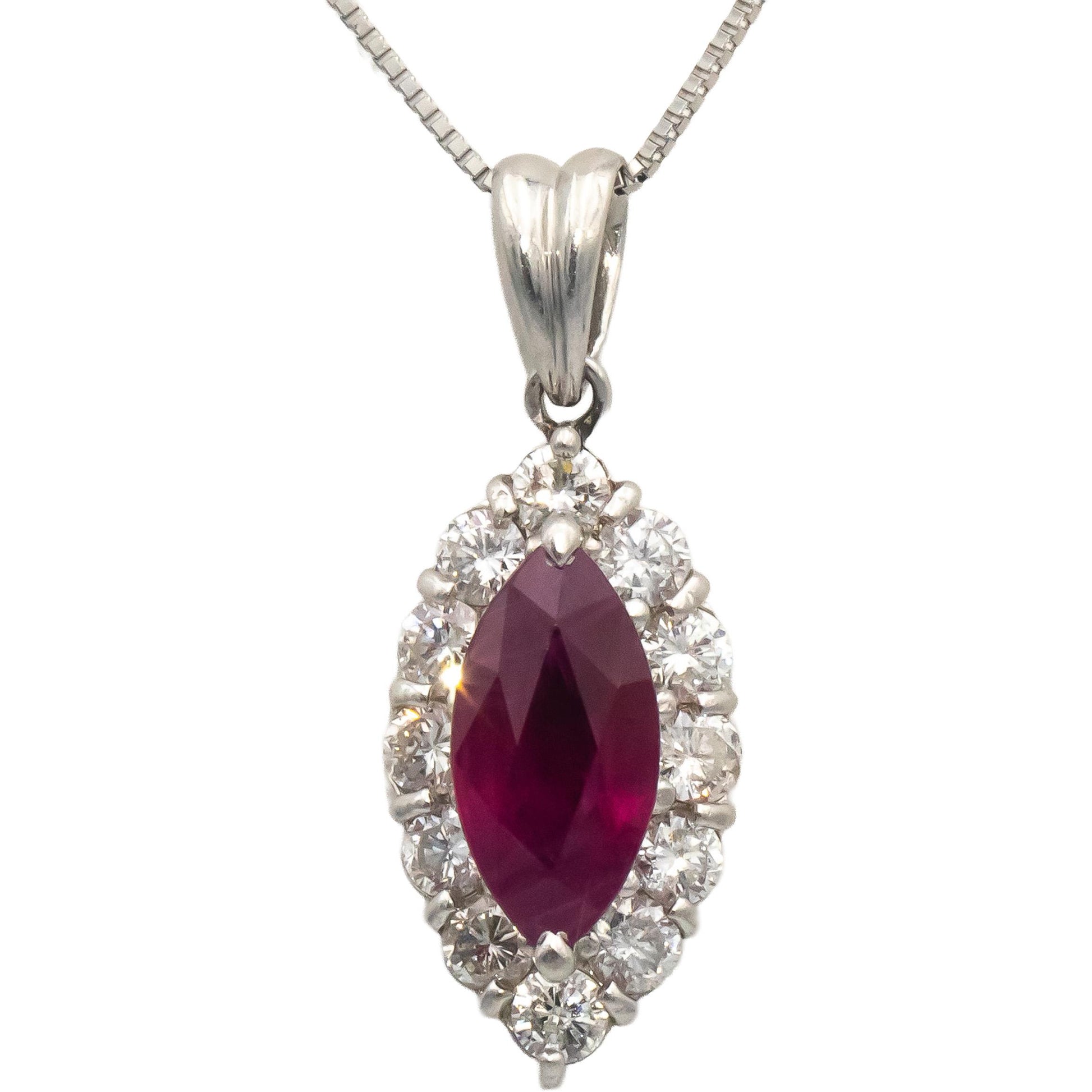 GIA Certified Platinum Burma Ruby & Diamond Pendant Necklace 3.03CT