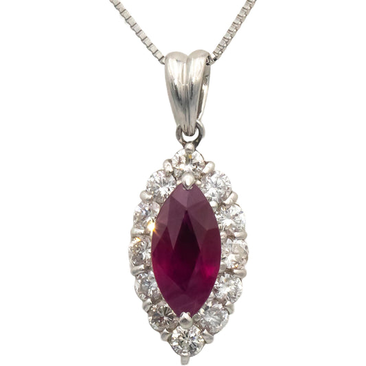 GIA Certified Platinum Burma Ruby & Diamond Pendant Necklace 3.03CT