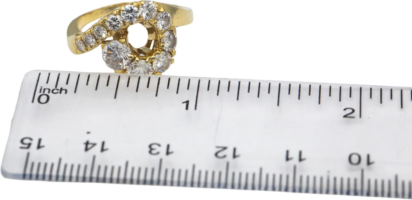 18k Yellow Gold VS Round Diamond Spiral Cocktail Ring 1.50CT Size 7.25
