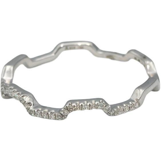18k White Gold Round Diamond Zig Zag Stacking Band Ring 0.06CT Size 7