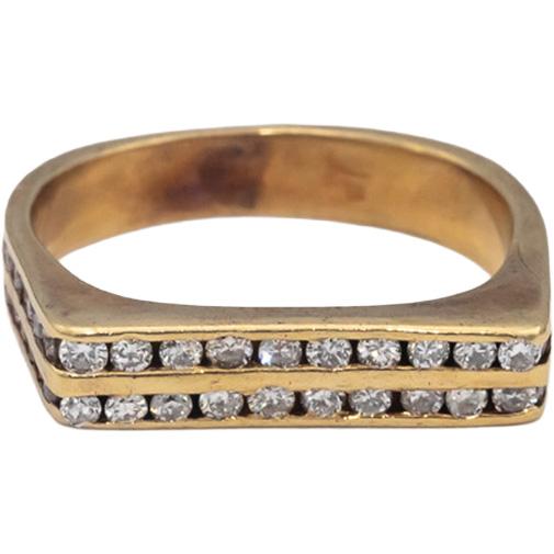 10k Yellow Gold Round Diamond Two Row Eternity Band Ring 1.0CT Size 7.75