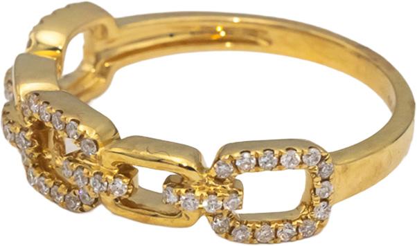 18k Yellow Gold Round Diamond Chain Link Style Band Ring 0.24CT Size 7