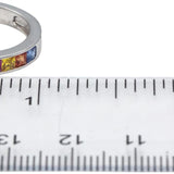 18k White Gold Square Channel Set Rainbow Sapphire Band Ring 1.52CT Size 7