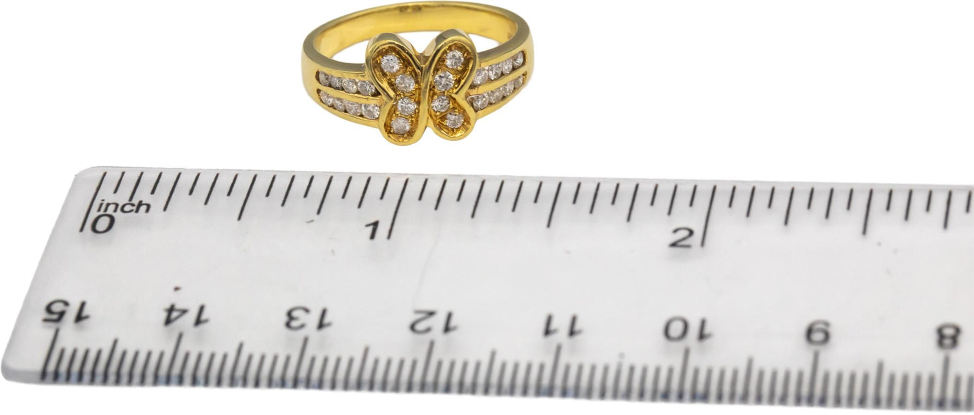 18k Yellow Gold Round Diamond Butterfly Cocktail Ring 0.50CT Size 6.75
